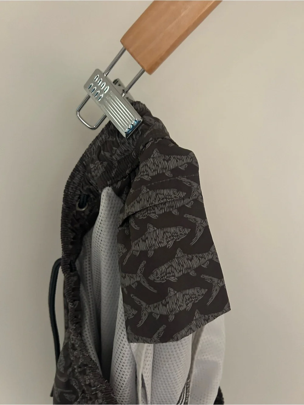 Vineyard Vines Gray & Black Shark-Print Swim Trunks